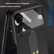 Microcase Samsung Galaxy Z Flip 4 Yüzük Standlı Plastik Kılıf - Siyah AL3168