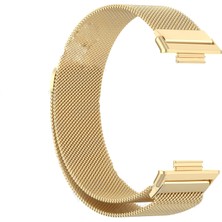 Dlrcase Huawei Watch Fit 2 Active Kordon Hasır Metal Örgülü Ayarlanabilir Gold