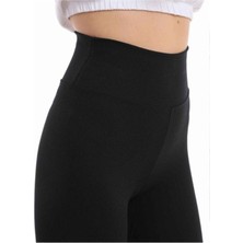DAXİS Sportwear Company Kadın Siyah Yüksek Bel Dikişsiz Fitilli Tayt