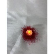 Sırmalı Çeyiz Kına Geceleri Için 12 Adet Bordo Tüylü Ledli Kına Mumu