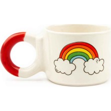 Palto Tasarım Gökkuşağı Krem Parlak Düğüm Kulp Fincan