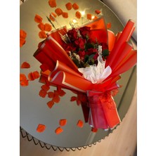 Z&B Flowers Kız Isteme Çiçeği Hediyelik Çiçek Buketi Yapay Kırmızı Gül