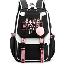 Gshopper Blackpink Temalı USB Şarjlı Sırt Çantası - Koyu Yeşil (Yurt Dışından)