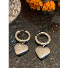 Aksesuarr Çarşısı Çelik Silver Sallantılı Kalp Küpe