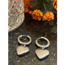 Aksesuarr Çarşısı Çelik Silver Sallantılı Kalp Küpe