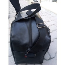 Nfy Style Nfystyle Orta Boy Unisex El ve Omuz Askılı Seyahat Çantası Fitness El Valizi  Siyah Suni Deri