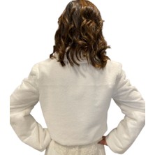 Newin Style Beyaz Gelinlik Model Taş Broşlu Gelin Kürk Etol Bolero M1