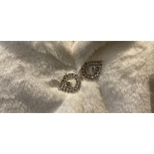 Newin Style Beyaz Gelinlik Model Taş Broşlu Gelin Kürk Etol Bolero M1