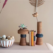Warm Design El Yapımı Kabartmalı Terracotta Vazo