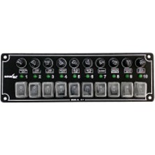 Sealux Marine 10 Anahtarlı Switch Yatay Panel 12-24v Sigorta Paneli