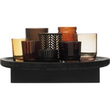 Warm Design Ahşap Tepsili 9'lu Set Mumluk