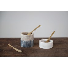 Warm Design 2'li Set Metal Bıçaklı Mermer Kase
