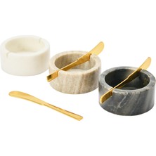 Warm Design 2'li Set Metal Bıçaklı Mermer Kase
