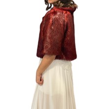 Newin Style Yarım Kollu Kristal Taş Broşa Sahip Gelin Etol Kürk Bolero