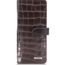 Guard Large Croco Kahverengi Kart ve Para Slotlu Hakiki Deri Telefon Cüzdanı