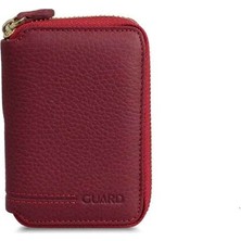 Guard Fermuarlı Kırmızı Hakiki Deri Mini Cüzdan