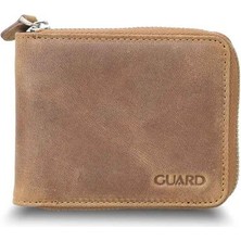 Guard Antik Taba Fermuarlı Yatay Mini Hakiki Deri Cüzdan
