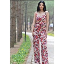 Boutique Venüs Çiçek Desenli Askılı Kadın Alt ve Üst Takım