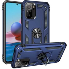 CoverZone Xiaomi Poco M5S ile Uyumlu Kılıf Shockproof Zırhlı Kauçuk Yüzük Tutuculu 360 Derece Mavi