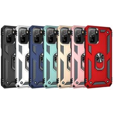 CoverZone Xiaomi Poco M5S ile Uyumlu Kılıf Shockproof Zırhlı Kauçuk Yüzük Tutuculu 360 Derece Mavi