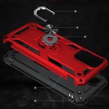 CoverZone Xiaomi Poco M5S ile Uyumlu Kılıf Shockproof Zırhlı Kauçuk Yüzük Tutuculu 360 Derece Mavi