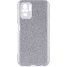 CoverZone Xiaomi Poco M5S ile Uyumlu Kılıf Simli Parlak Çift Katmanlı Shining Silikon Rosegold