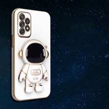 MTK Moveteck Samsung Galaxy A32 Kılıf Kamera Koruma Astronot Standlı Sevimli Parlak Gold Kenarlı