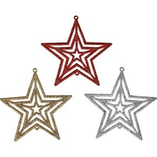 Partijet Yılbaşı Çam Ağacı Süsü Dekoratif Yıldız 10 cm 3'lü