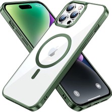 M.TK Moveteck Apple iPhone 14 Pro Uyumlu Kılıf Tam Koruma Manyetik Arkası Şeffaf Sert Pc Elektrolize Lazer Kesim