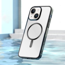 M.TK Moveteck Apple iPhone 14 Plus Uyumlu Kılıf Tam Koruma Manyetik Arkası Şeffaf Sert Pc Elektrolize Lazer Kesim