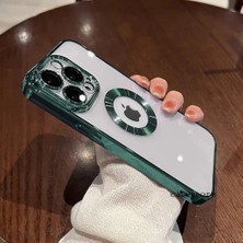 M.TK Moveteck Apple iPhone 14 Pro Uyumlu Kılıf Kamera Lens Üstü Kapalı Koruma Orta Logo Gösterir Halkalı Şeffaf