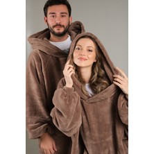 Seamount Unisex Peluş Kapüşonlu ve Cepli Tek Kişilik Kapşonlu Giyilebilir Tv Battaniyesi, Sweatshirt