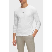 Boss Logolu Regular Fit Bisiklet Yaka Uzun Kollu Pamuklu T Shirt Erkek T Shirt 50473286 100