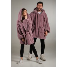 Seamount Unisex Peluş Kapüşonlu ve Cepli Tek Kişilik Kapşonlu Giyilebilir Tv Battaniyesi, Sweatshirt