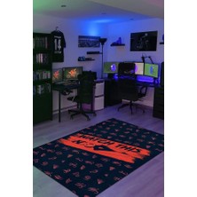 Homshtag Watch This Pamuklu Dokuma Tabanlı Yıkanabilir Kaymaz Gamer Halısı