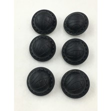 Karan Tuhafiye Kaban Düğmesi Deri Görünümlü 6 Lı Set Siyah