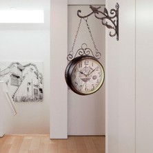 Beverly Çift Taraflı Duvar Saati Asılı Yuvarlak Retro Yatak Odası (Yurt Dışından)