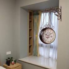 Beverly Çift Taraflı Duvar Saati Asılı Yuvarlak Retro Yatak Odası (Yurt Dışından)