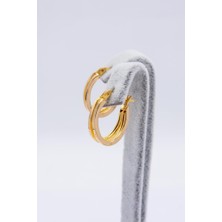 Latif Kuyumcu 22 Ayar Altın Çift Halka Düz Kalemli Oval Halka Küpe