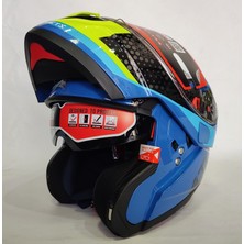 Mt Kask Atom Sv Adventure A7 Mavi Çene Açılır Kask Güneş Vizörlü