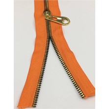 Karan Tuhafiye Çanta Fermuarı / Metalik Görünüm/ Gold 35 cm Turuncu