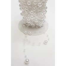 Karan Tuhafiye Saçaklı Misinalı Inci Şerit 3 Metre / Beyaz