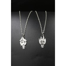 AlpCollection Gri Ateş ve Su Best Friends Bff Sevgili Ikili Kolye Takı Set
