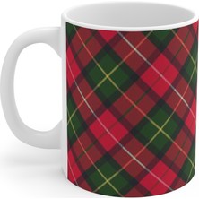 Likya Noel Yılbaşı Tartan Desenli Kırmızı Kupa Mug