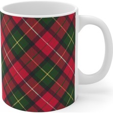 Likya Noel Yılbaşı Tartan Desenli Kırmızı Kupa Mug