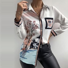 Trend Butik Ekru Desenli Gömlek