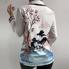 Trend Butik Ekru Desenli Gömlek