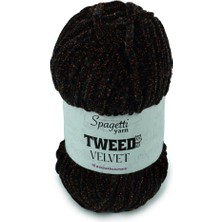 Tüvit Velvet Siyah-Turuncu Kadife El Örgü Ipliği