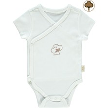 Civil Baby Organik Pamuklu Çıtçıtlı Badi Ekru 0-3 Ay Kısa Kollu Bebek Body