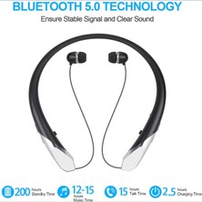 Gazechimp Bluetooth 5.0 Geri Çekilebilir Stereo Kulaklık - Siyah (Yurt Dışından)